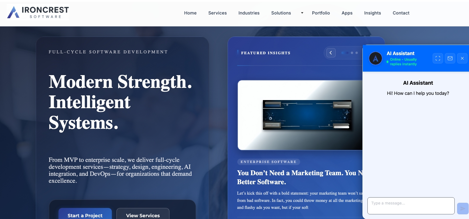 Introducing the Ironcrest AI Chat Bot: The Future of Intelligent Customer Interaction